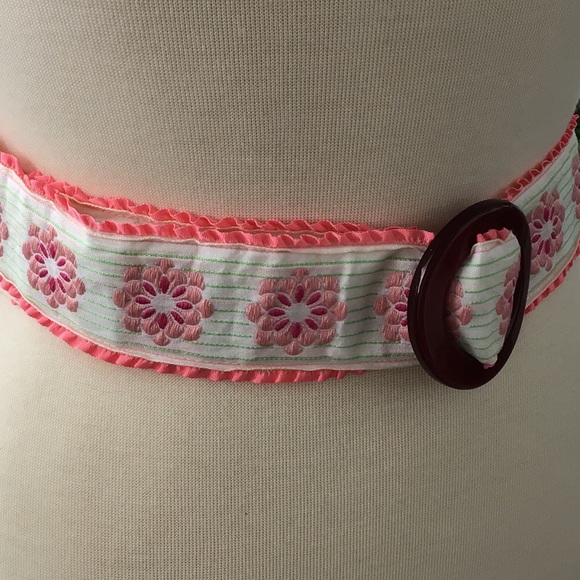 Hadley Pollett Zinnia Embroidered O-ring Belt Reversible Adjustable Adorable - Picture 11 of 12